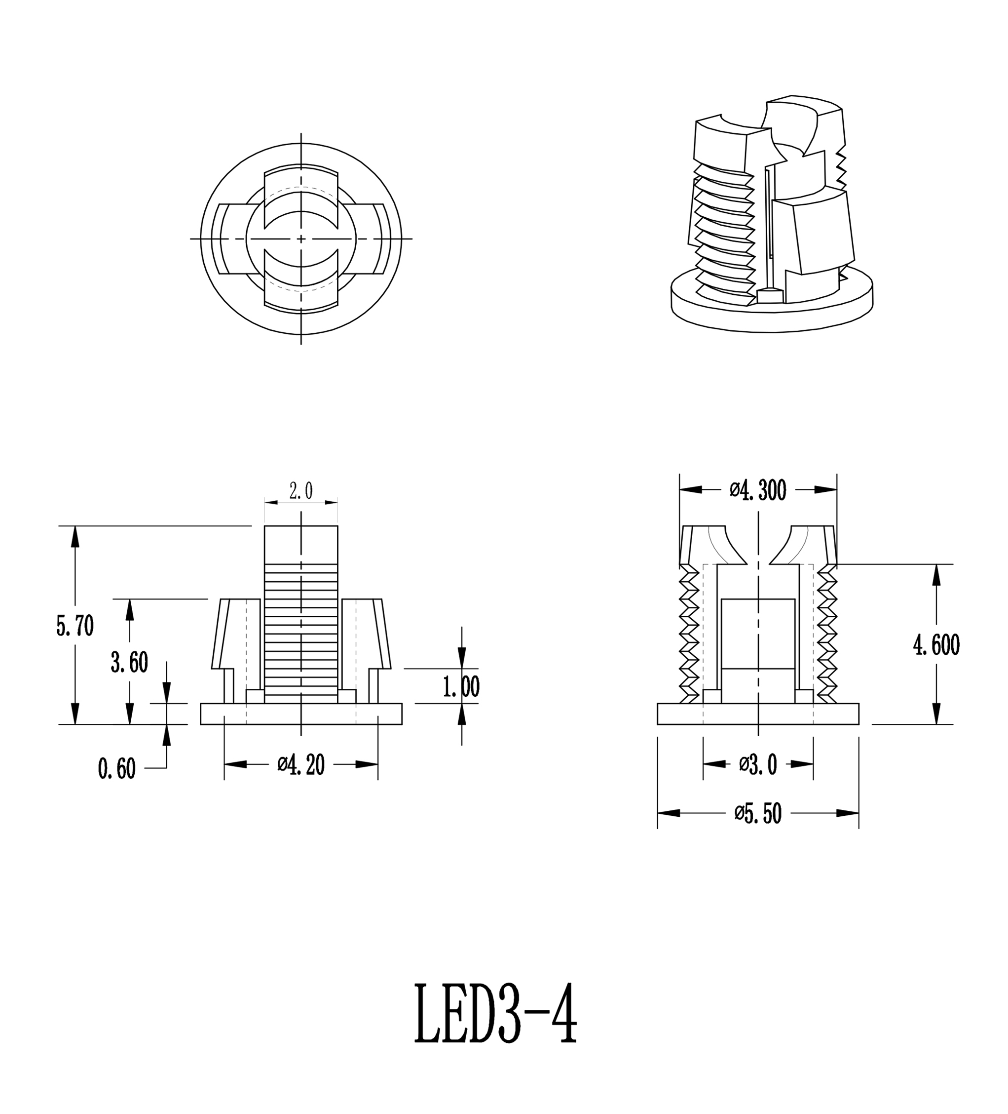 LED lamp holder 90° LED3-4